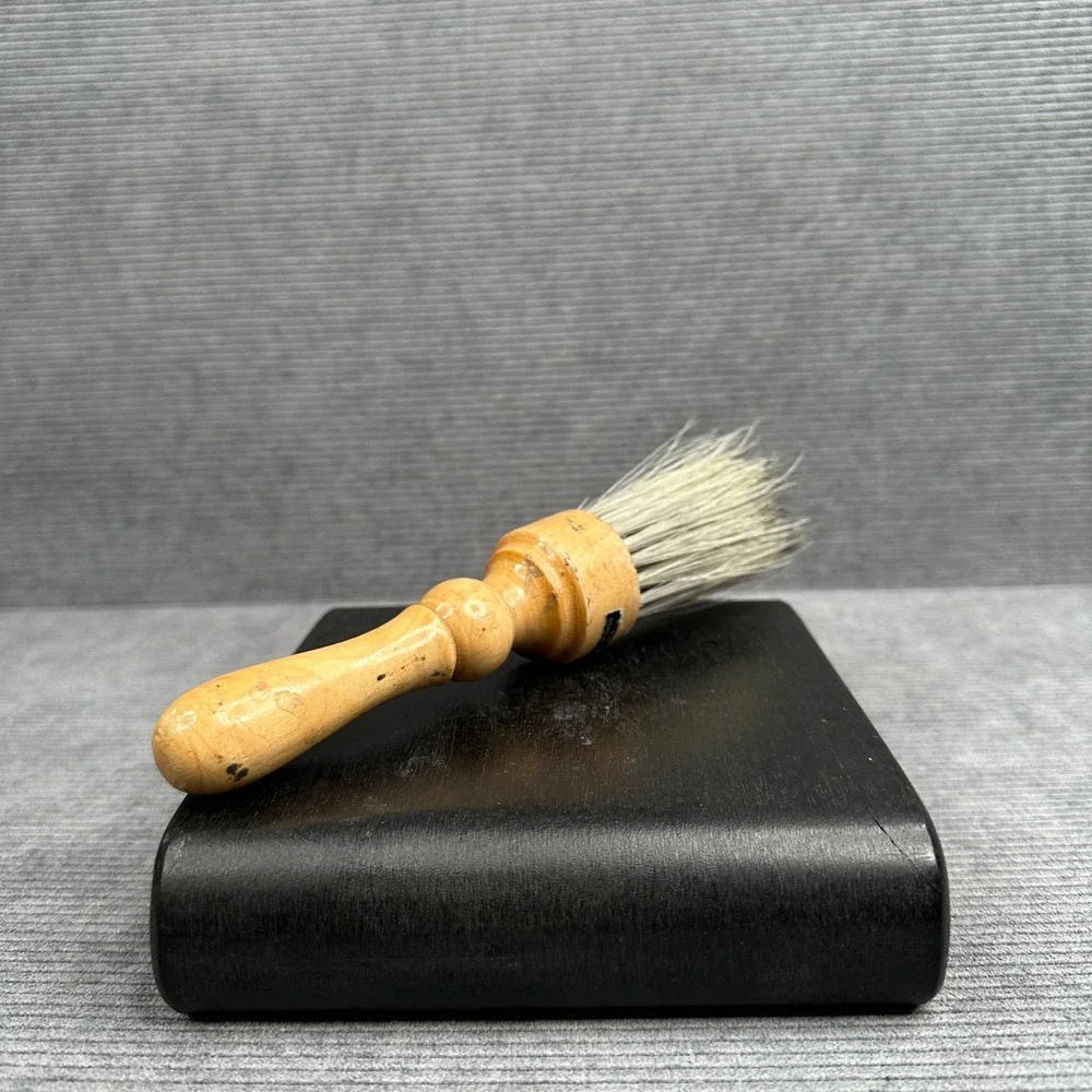 Vintage Marvy Boar Bristle Neck Duster Barber Brush Wood Handle 7 Inch